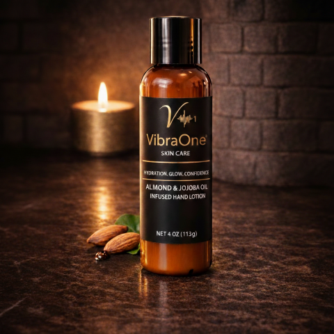 VibraOne almond & jojoba oil hand lotion bottle